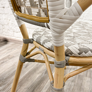 Стул Сен-Жермен плетеный серо-белый ножки светло-бежевые под бамбук - 16