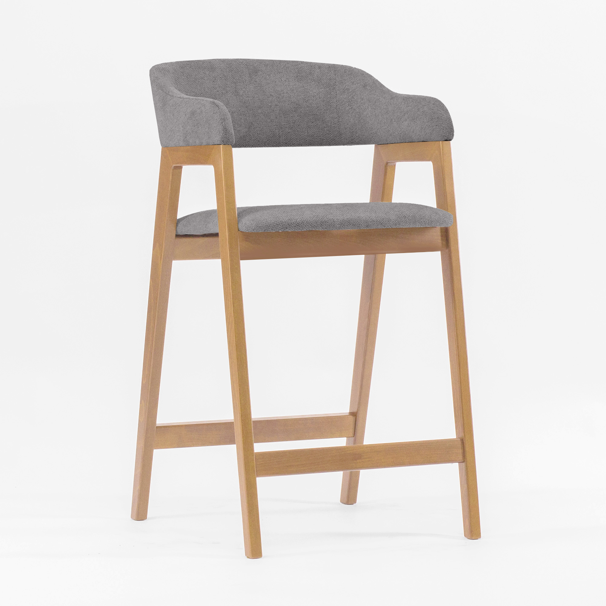 Стул Челси барный светло-серая ткань массив бука (натуральный) высота подлокотников 96 см