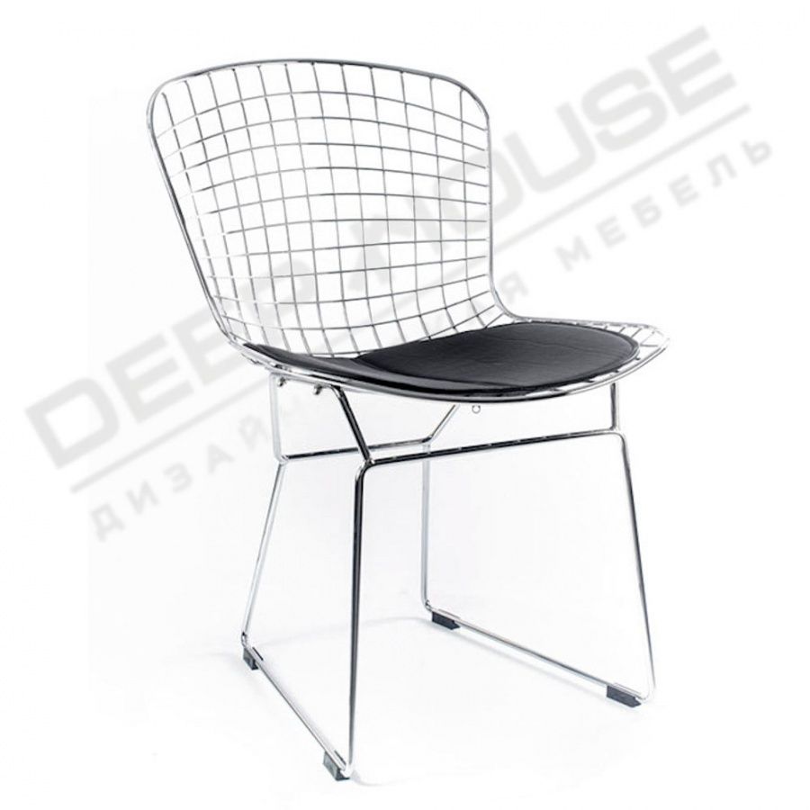 Дизайнерский Стул HARRY BERTOIA SIDE CHAIR хромированная сталь + подушка черная от Deephouse! Дизайнерский Стул HARRY BERTOIA SIDE CHAIR хромированная сталь + подушка черная от Deephouse!