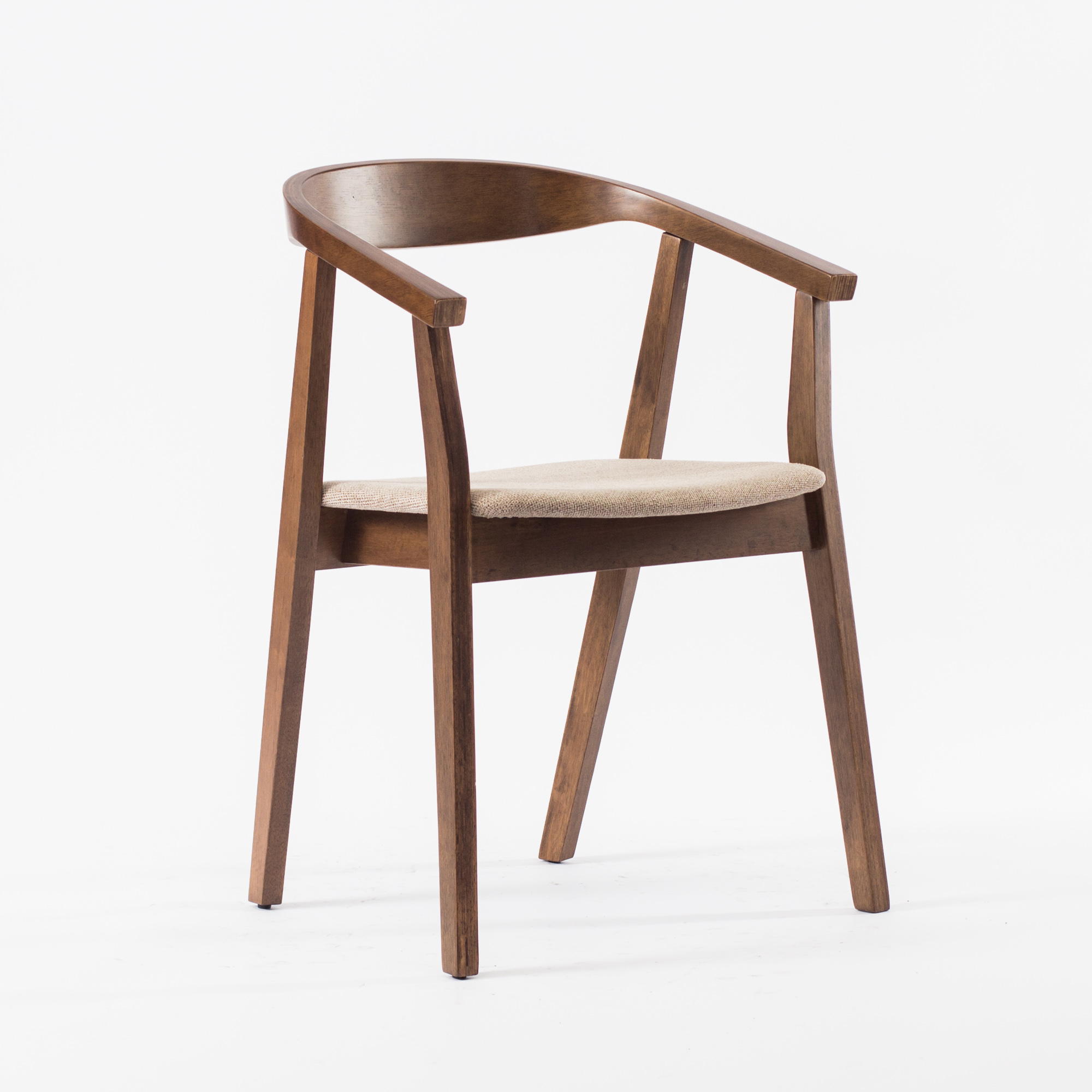 Стул Джон бежево-коричневая ткань ножки орех