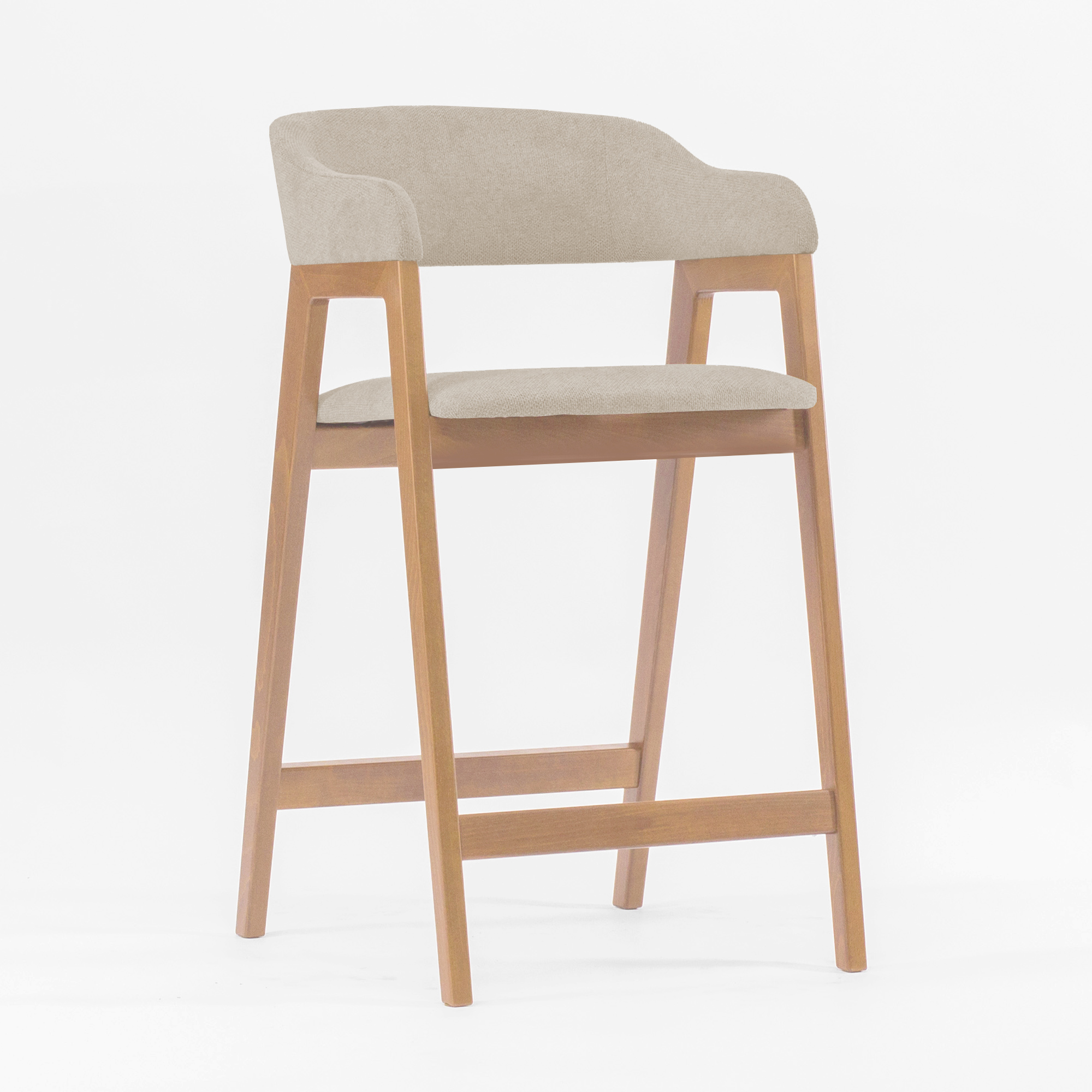 Стул Челси барный кремовая ткань, массив бука (натуральный)