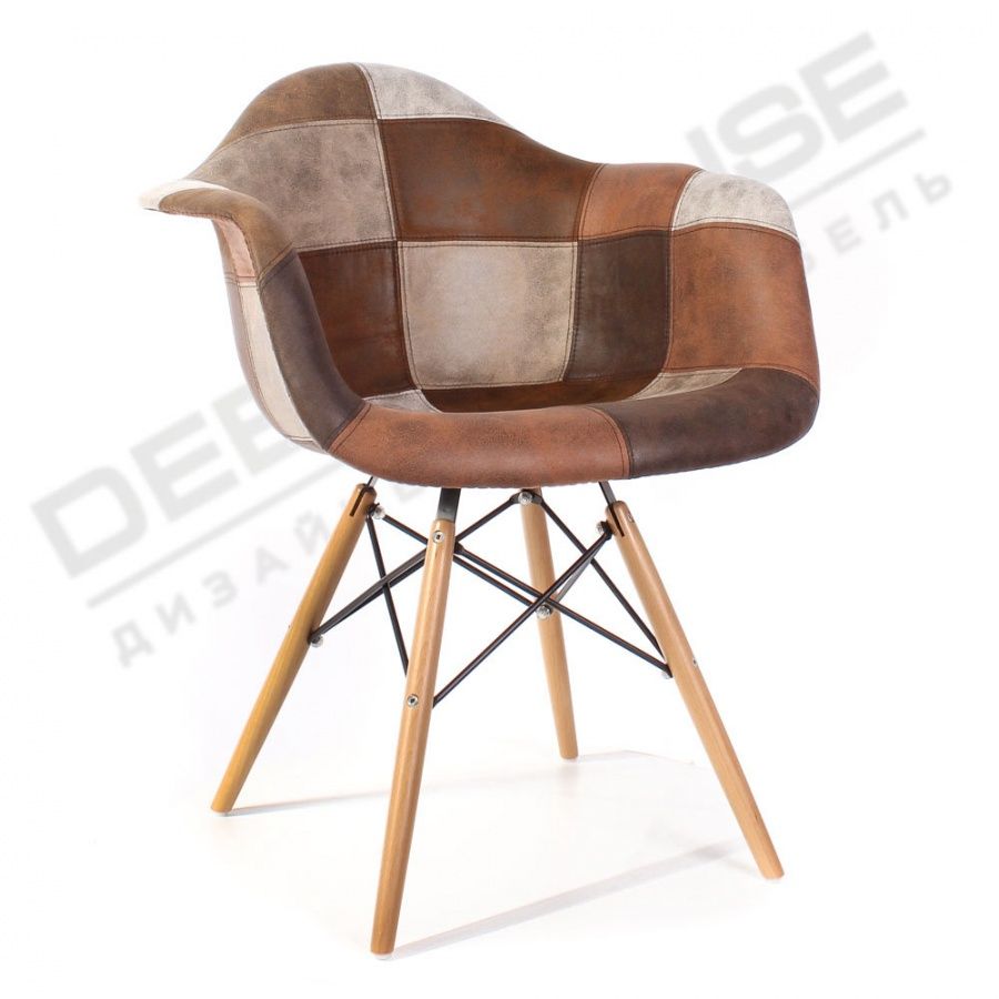 Дизайнерский Стул 018 (не Eames) пластик с тканевым покрытием рисунок петчворк коричневый, эффект кожи от Deephouse! Дизайнерский Стул 018 (не Eames) пластик с тканевым покрытием рисунок петчворк коричневый, эффект кожи от Deephouse!