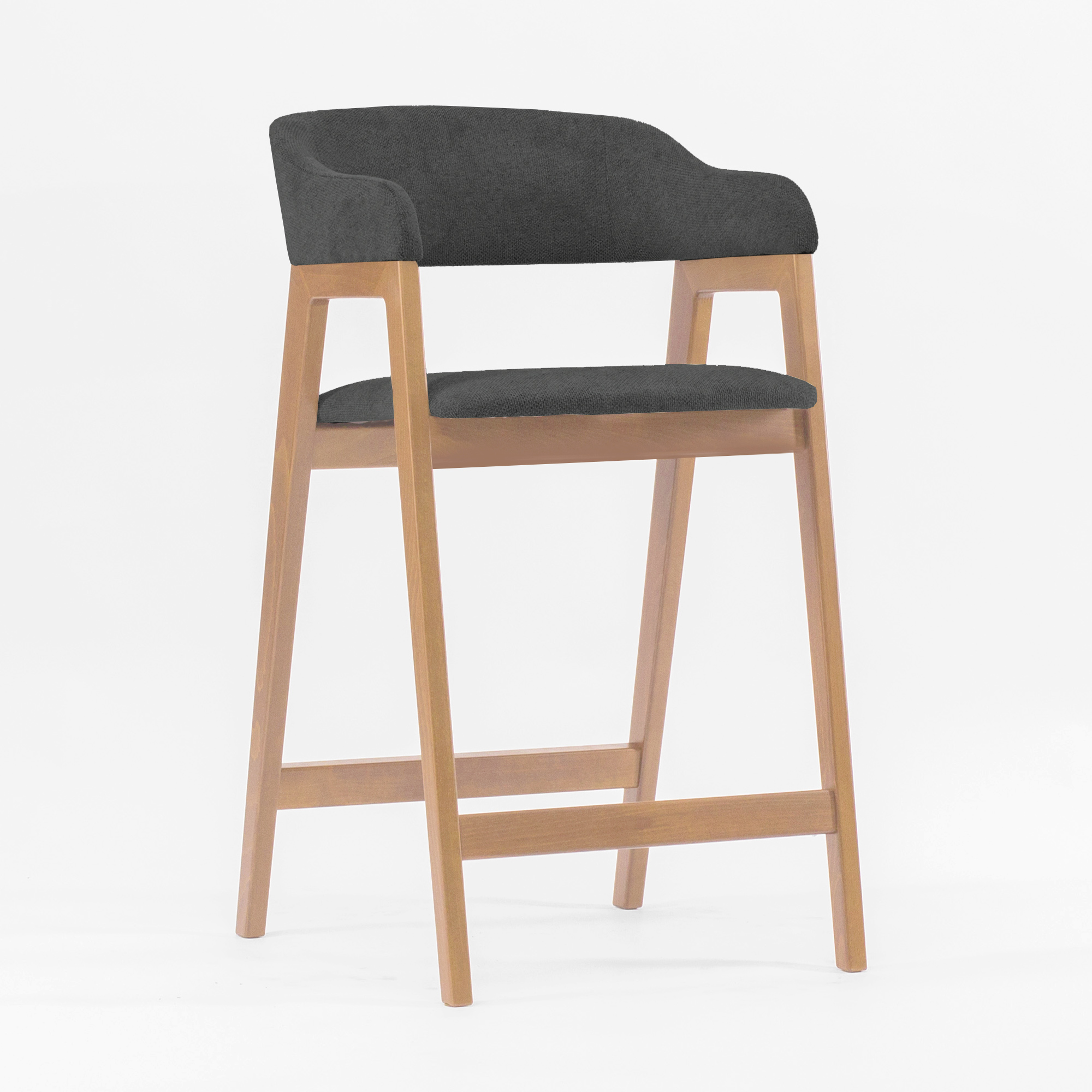 Стул Челси барный темно-серая ткань массив бука (натуральный) высота подлокотников 96 см