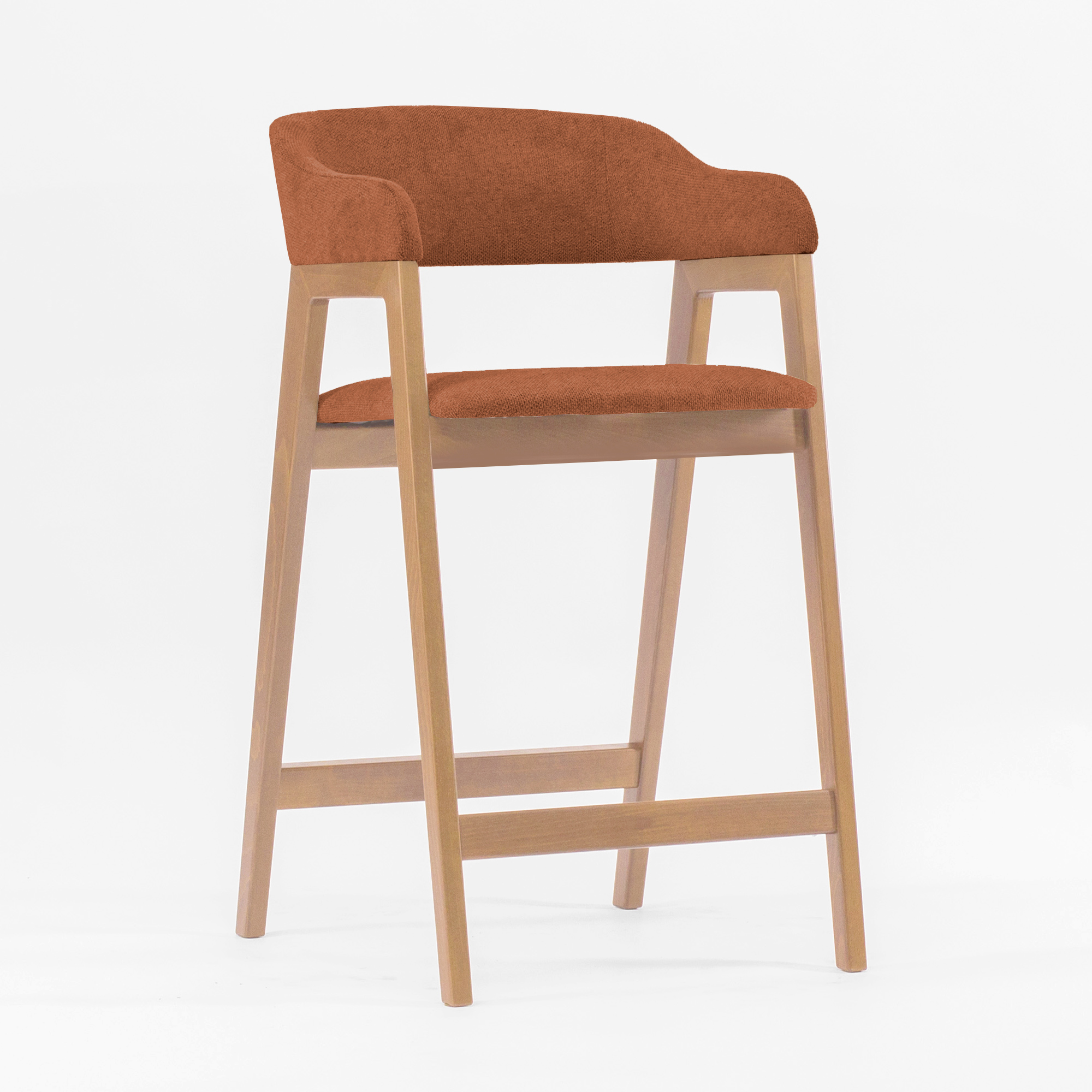 Стул Челси барный кирпичная ткань массив бука (натуральный) высота подлокотников 96 см