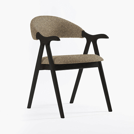 картинка Стул Бурбон коричневая ткань массив ясеня (черный лак) от производителя дизайнерской мебели Deephouse