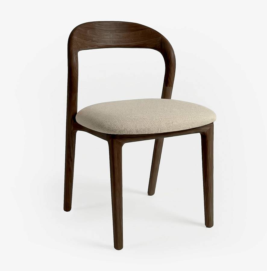 картинка Стул Лугано без подлокотников бежевая ткань дуб тон темный орех (масло) от производителя дизайнерской мебели Deephouse