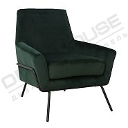Кресло Амстердам темно-зеленый бархат + ножки черный металл - 1