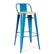 Барный стул TOLIX синий + светлое дерево - 1