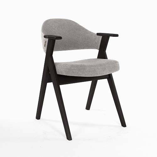 картинка Стул Лестер светло-серая ткань массив бука (черный масло) от производителя дизайнерской мебели Deephouse