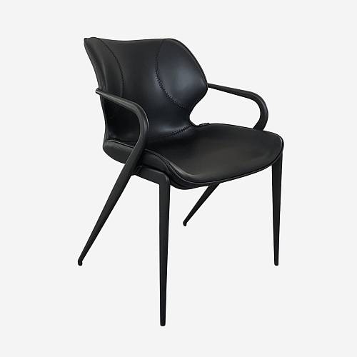 картинка Стул Мангейм черная экокожа ножки черные от производителя дизайнерской мебели Deephouse