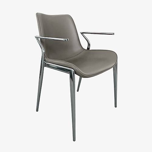 картинка Стул Эссен серая экокожа ножки хромированные от производителя дизайнерской мебели Deephouse
