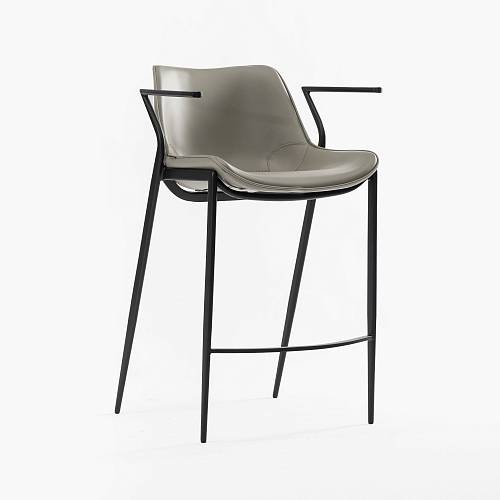 картинка Стул Эссен барный серая экокожа ножки черные от производителя дизайнерской мебели Deephouse