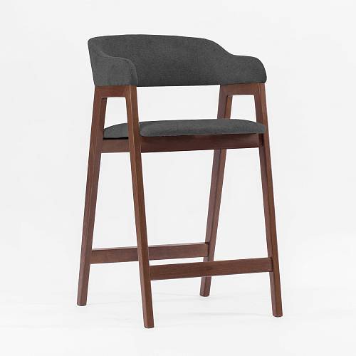 картинка Стул Челси полубарный темно-серая ткань массив бука (орех) высота подлокотников 83,5 см от производителя дизайнерской мебели Deephouse