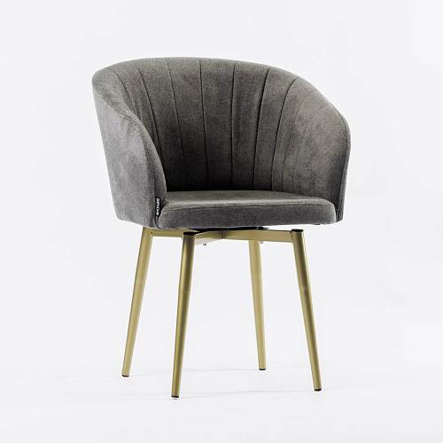 картинка Стул Гарда вращающийся темно-серая ткань ножки золото от производителя дизайнерской мебели Deephouse