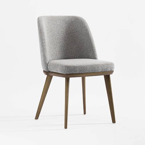 картинка Стул Трентино без подлокотников без выреза светло-серая ткань ясень тон терра (лак/матовый) от производителя дизайнерской мебели Deephouse