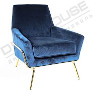 Кресло Амстердам темно-синий бархат + ножки золотой металл - 5