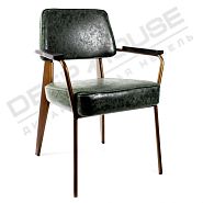 Кресло Вена брашированная латунь (тренд 2019!) экокожа зеленый винтаж - 1