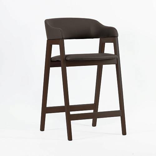 картинка Стул Челси полубарный серо-коричневая экокожа массив бука (темный орех) высота подлокотников 86 см от производителя дизайнерской мебели Deephouse