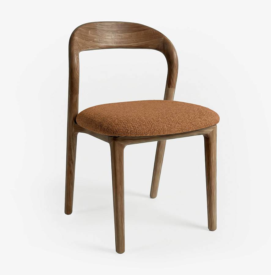 картинка Стул Лугано без подлокотников терракотовая ткань дуб тон терра (масло) от производителя дизайнерской мебели Deephouse