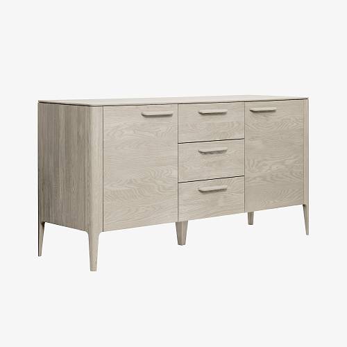 картинка Тумба Аделаида 3 160х46х79 см массив дуба тон светлый натуральный (масло) от производителя дизайнерской мебели Deephouse