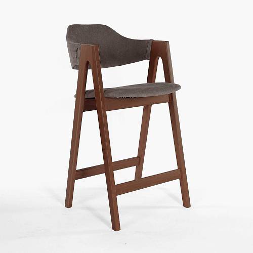 картинка Стул Белфаст барный серо-коричневая ткань массив бука (орех масло) от производителя дизайнерской мебели Deephouse