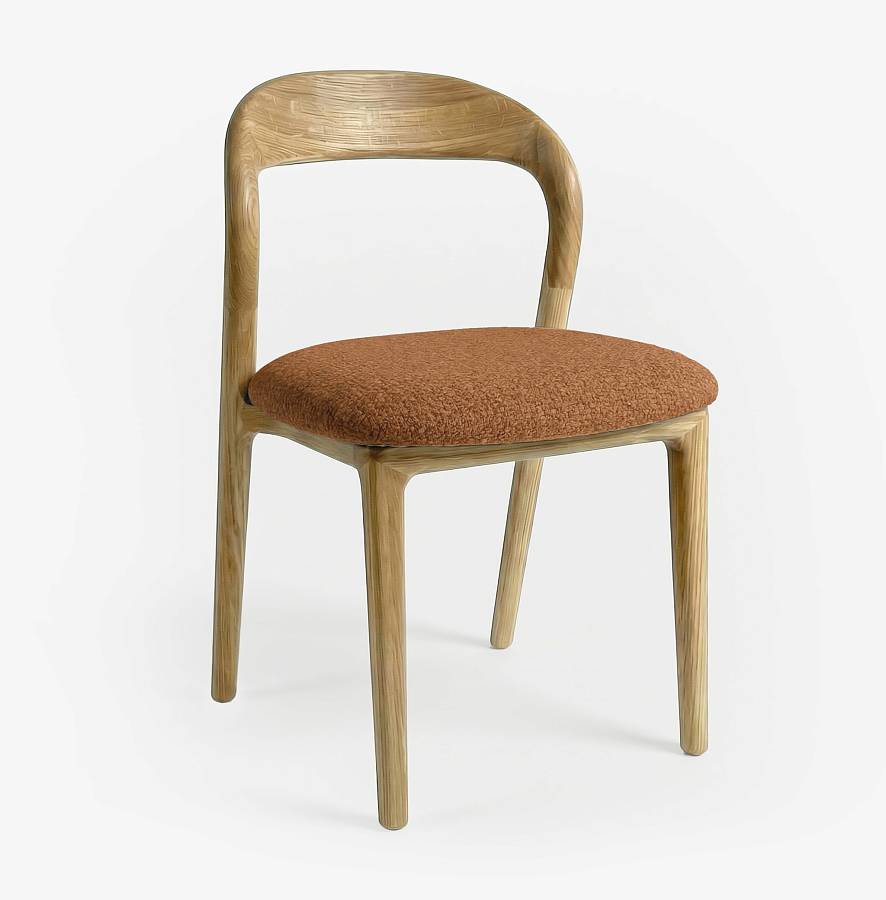 картинка Стул Лугано без подлокотников терракотовая ткань дуб тон натуральный (масло) от производителя дизайнерской мебели Deephouse