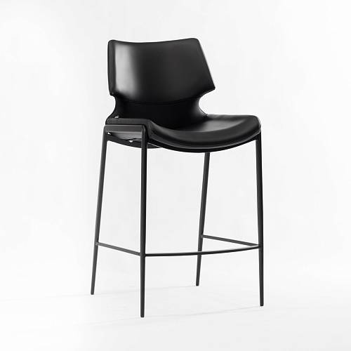 картинка Стул Бремен полубарный черная экокожа ножки черные от производителя дизайнерской мебели Deephouse