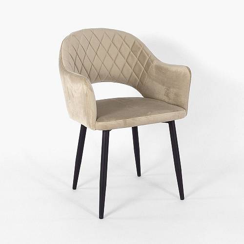картинка Стул Белладжио бежевый бархат ножки черные от производителя дизайнерской мебели Deephouse