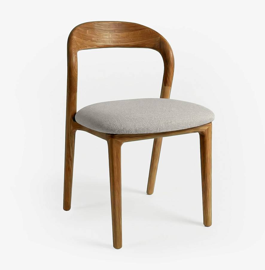 картинка Стул Лугано без подлокотников светло-серая ткань дуб тон коньяк (масло) от производителя дизайнерской мебели Deephouse