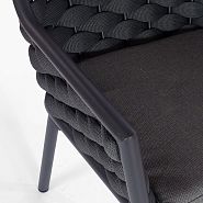 Кресло Кицбюэль плетеное темно-серое, подушка ткань темно-серая, ножки темно-серый металл - 9