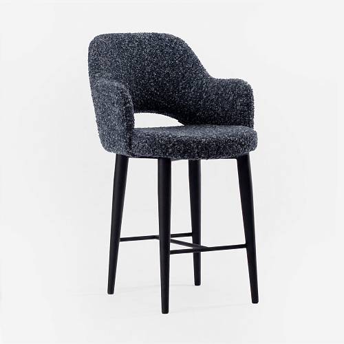 картинка Стул Мартин полубарный синяя ткань букле ножки черные от производителя дизайнерской мебели Deephouse