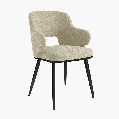 картинка Стул Трентино с подлокотниками с вырезом светло-бежевая ткань ясень тон черный (лак/матовый) от производителя дизайнерской мебели Deephouse