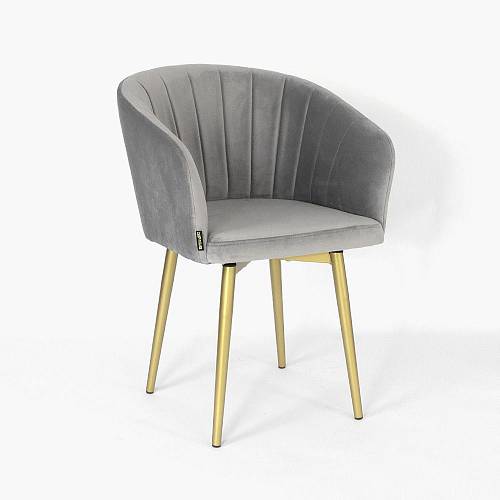 картинка Стул Гарда серый бархат ножки золото от производителя дизайнерской мебели Deephouse