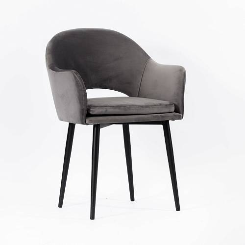 картинка Стул Магриб темно-серый бархат ножки черные от производителя дизайнерской мебели Deephouse