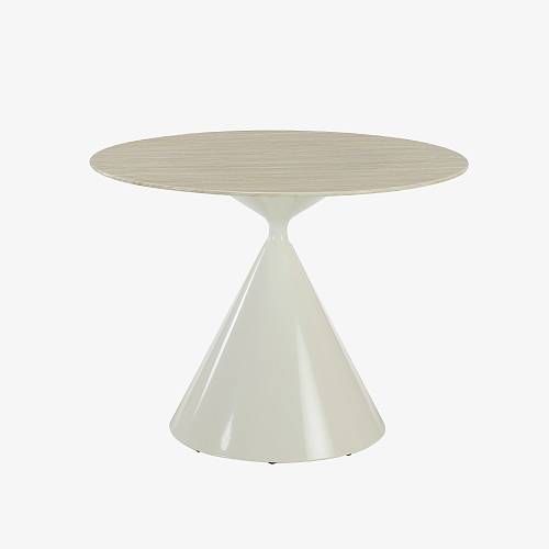 картинка Стол Рейн круглый 98 см столешница стекло травертин от производителя дизайнерской мебели Deephouse