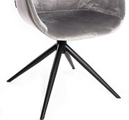 Стул Болтон светло-серый бархат, внешняя часть экокожа серый винтаж + ножки черные - 11