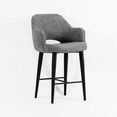 картинка Стул барный Мартин серая ткань букле ножки черные от производителя дизайнерской мебели Deephouse