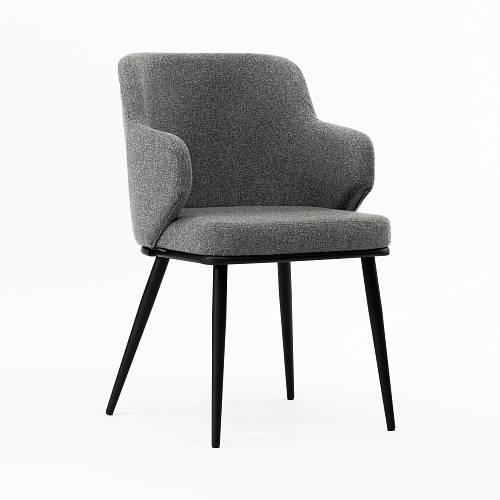 картинка Стул Трентино с подлокотниками без выреза серая ткань ножки металл тон черный от производителя дизайнерской мебели Deephouse