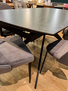 Стол Ортлер 160+40+40*90 см темная столешница керамика на стекле, ножки металл (черный) - 7