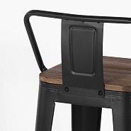 Барный стул TOLIX черный матовый сиденье темное дерево - 6