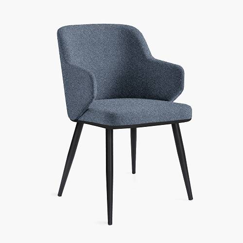 картинка Стул Трентино с подлокотниками без выреза темно-синяя ткань ясень тон черный (лак/матовый) от производителя дизайнерской мебели Deephouse