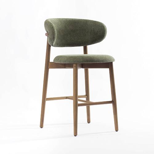 картинка Стул полубарный Феррара зеленая ткань ножки бук тон терра от производителя дизайнерской мебели Deephouse