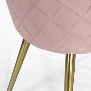 Стул Париж пыльно-розовый бархат с прострочкой ромб (снаружи и внутри) ножки под золото - 7