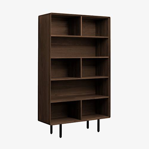 картинка Стеллаж Нествед 107,4х40х180 см массив дуба тон темный орех (бейц/лак) от производителя дизайнерской мебели Deephouse