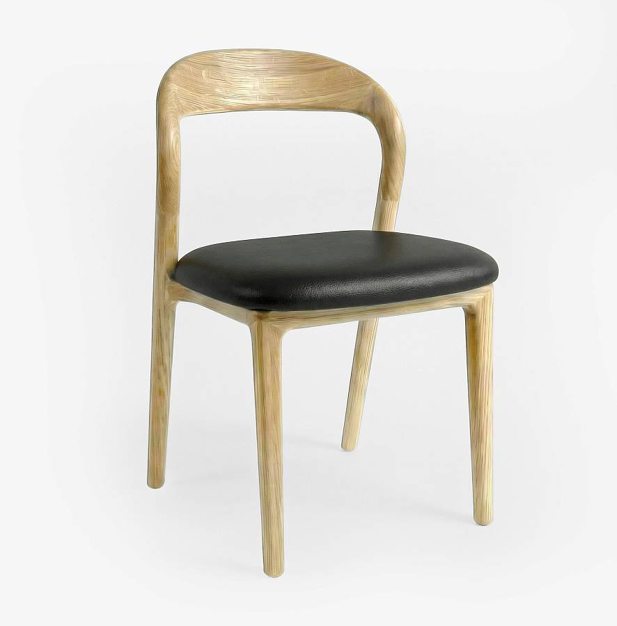 картинка Стул Лугано без подлокотников черная экокожа береза тон натуральный (масло) от производителя дизайнерской мебели Deephouse