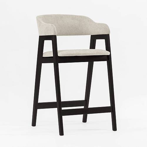 картинка Стул Челси барный белая ткань массив бука (черный) высота подлокотников 93,5 см от производителя дизайнерской мебели Deephouse