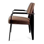 Кресло Вена сталь + сиденье светло-коричневая ткань - 3
