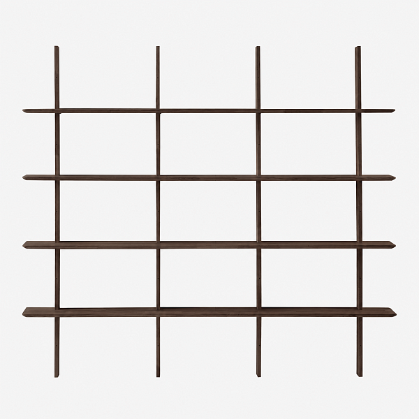Стеллаж Тампере 2 197х25х176 см массив дуба тон темный орех (бейц/лак)