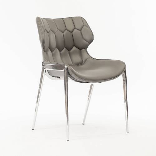 картинка Стул Найроби серая экокожа ножки хромированные от производителя дизайнерской мебели Deephouse