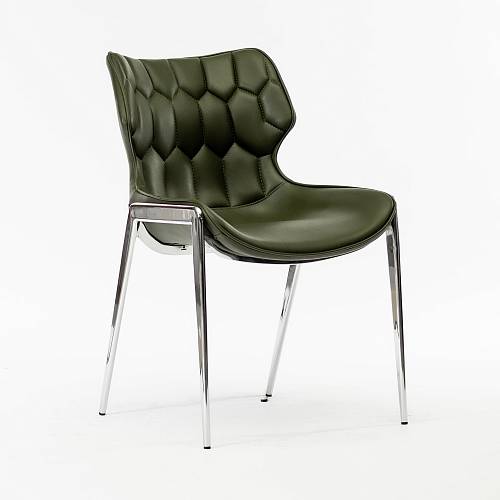 картинка Стул Найроби зеленая экокожа ножки хромированные от производителя дизайнерской мебели Deephouse